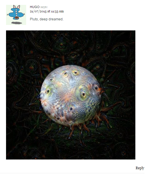 Hugo posts Pluto Deep Dreaming