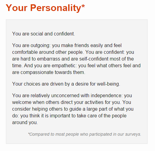 Watson's diagnosis of Roobeedoo's personality from her text