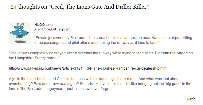 Hugo brings news of a plane crash