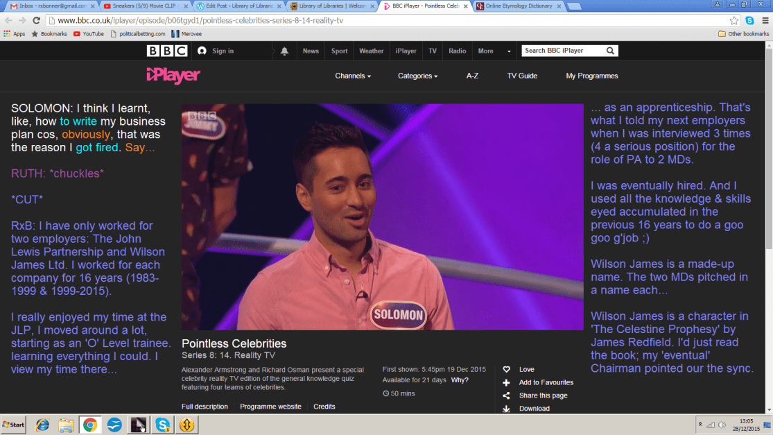 Click to embiggen 1. Solomon's experience of The Apprentice