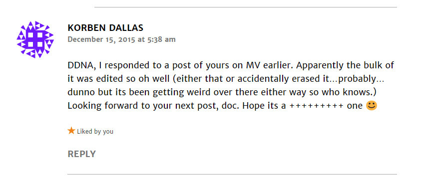 The Lab Korben Dallas has a posting problem at Merovee