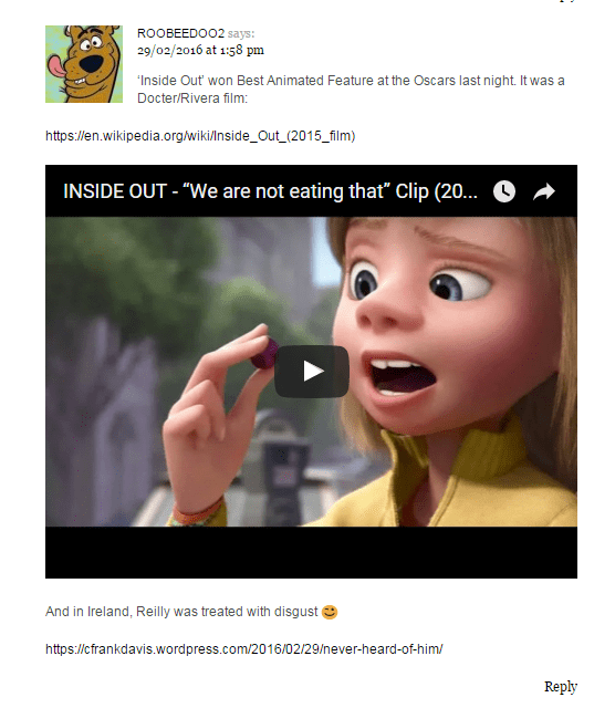 Roobee mentions oscar win