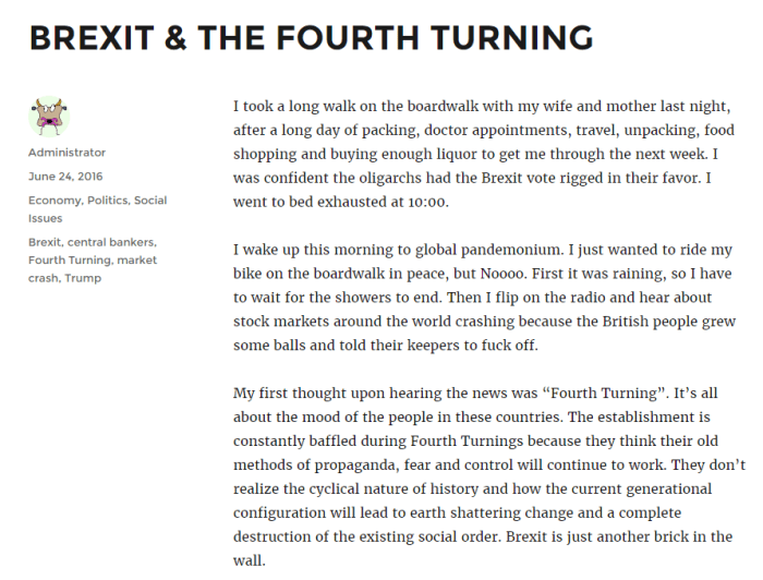 Burning Platform Brexit and the Fourth Turning