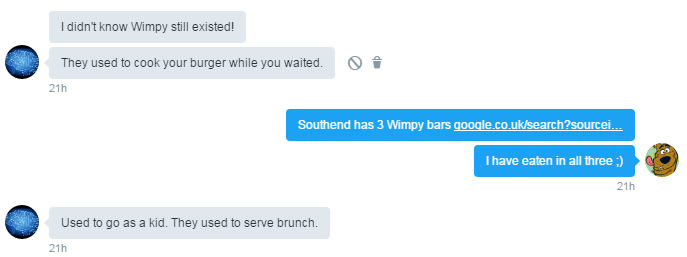 Hugo and Roob talk Wimpy burgers