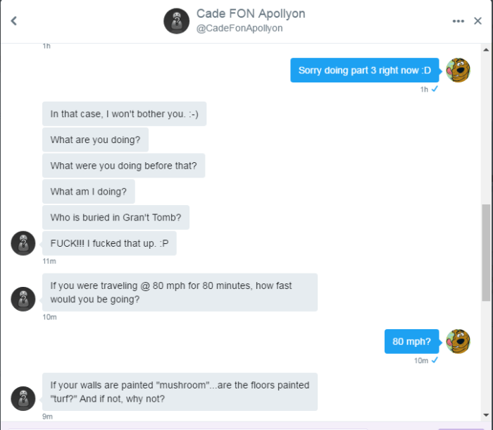 Cade and Roob convo Sunday night