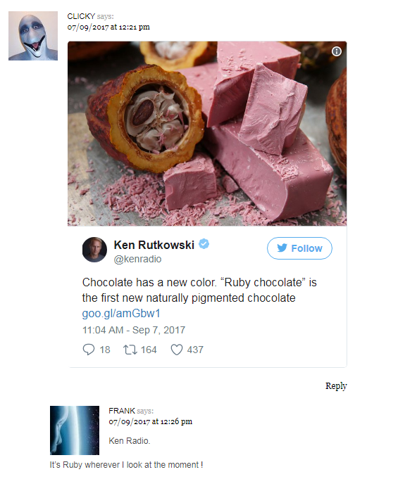 Clicky bring chocolate and Red Frank Gets Ruby