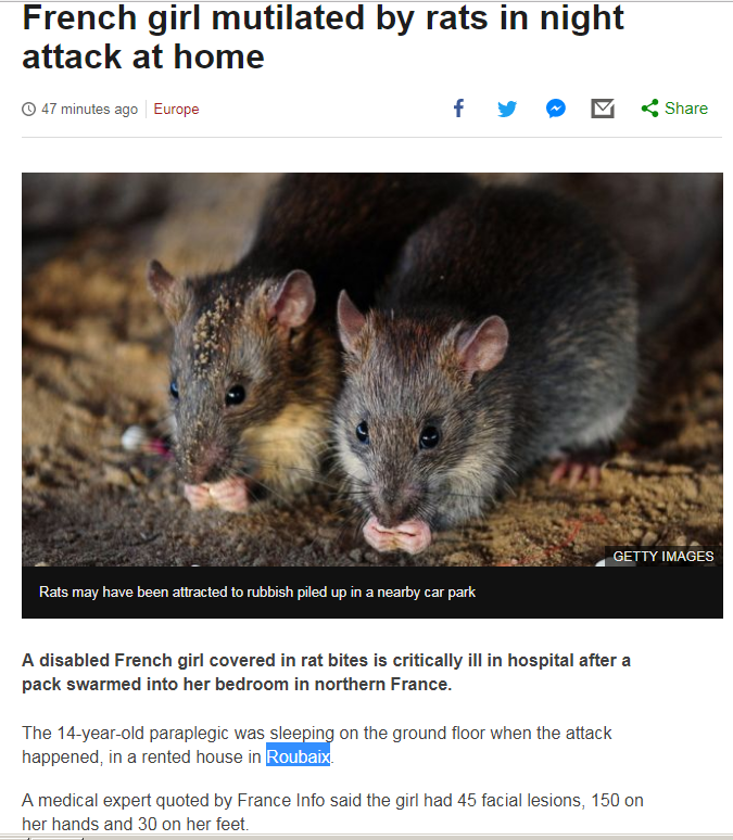 French girl mutilated by rats