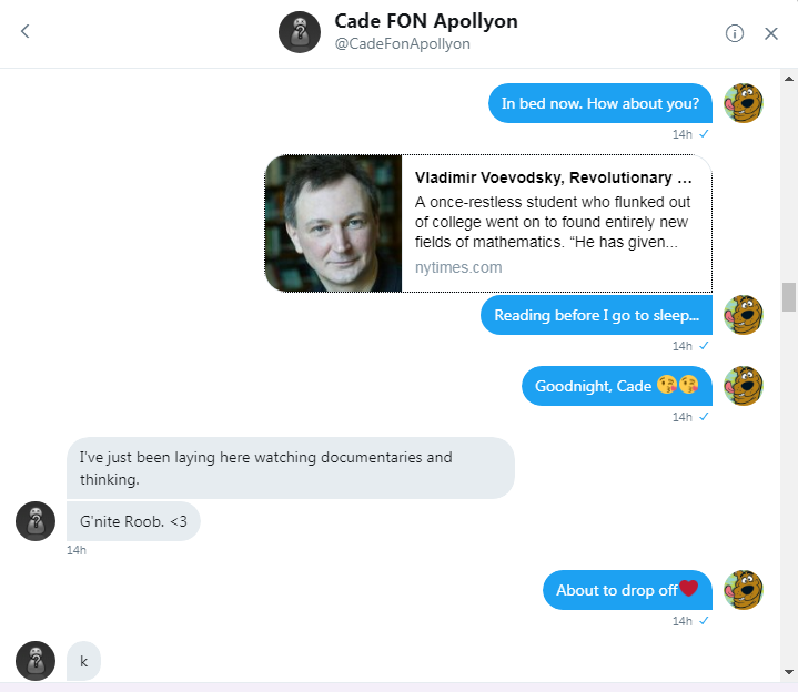 Selfie 1 Cade and Roob saying goodnight