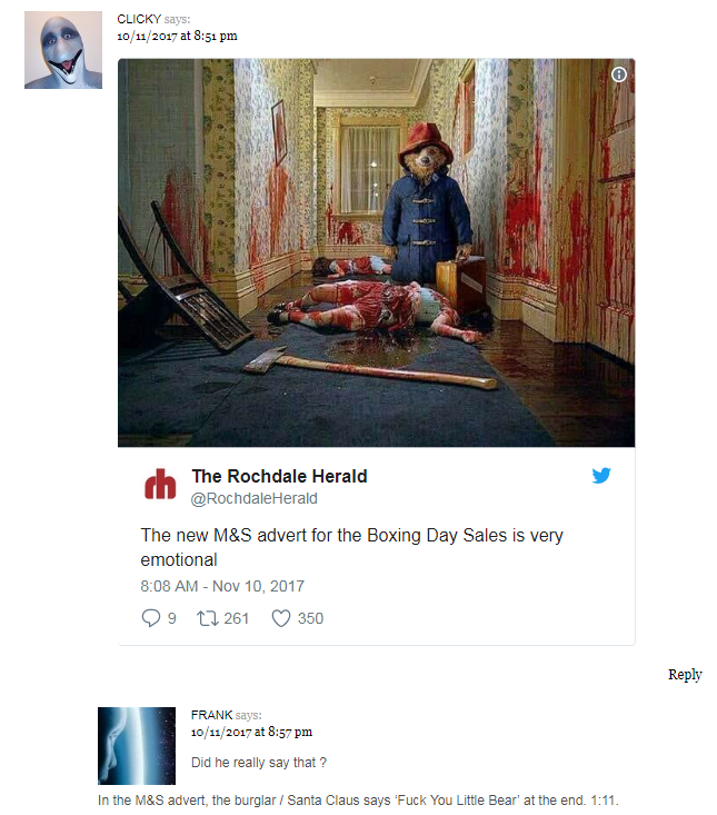 Clicky and Franks take on the M and S Christmas Ad