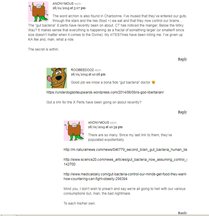 A Void wonders about Archons and gut bugs and Roob asks for links