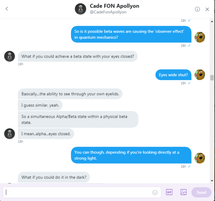 Roob asks Cade about beta waves and the observer effect