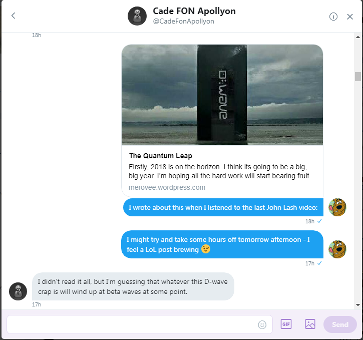 Roob sends a link to Cade who has an unexpected reply