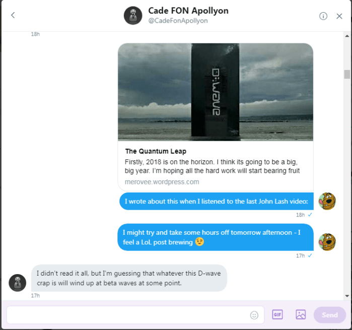 Roob sends a link to Cade who has an unexpected reply