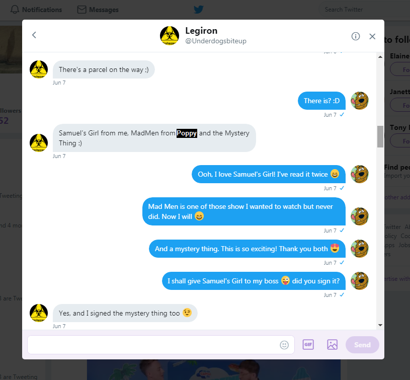 Leggy tweets Roob about a mystery gift