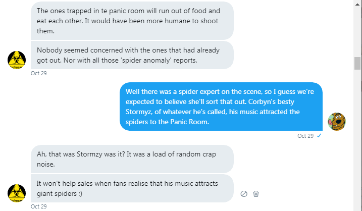 Leggy and Roob discuss Doctor Who Spider Episode 3