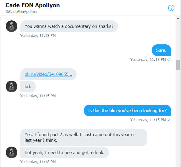 Cade invites Roob to watch Sharkwater