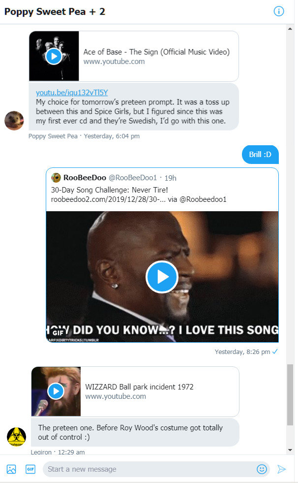 Poppy and Legs send Roob their preteen songs