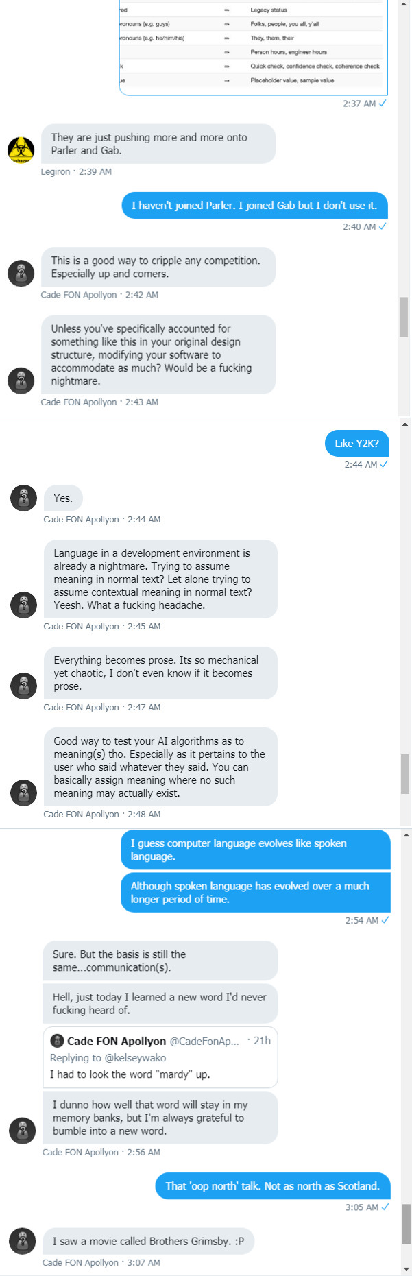 Cade and Legs and Roob Convo